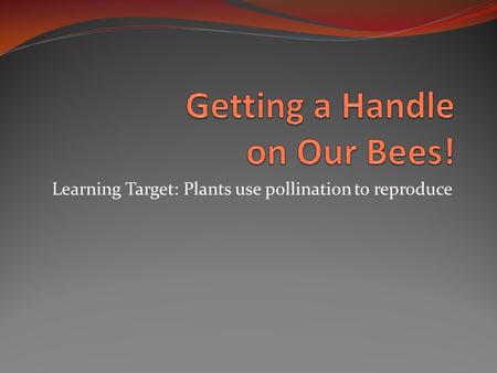 Learning Target: Plants use pollination to reproduce.