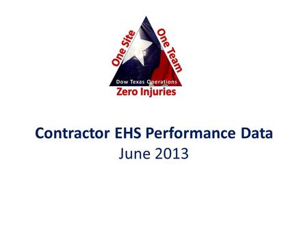 Contractor EHS Performance Data June 2013. STOP THE MID YEAR SPIKE! Union Tank – Chemical Exposure to Eye Union Tank Infinity Construction – Fractured.