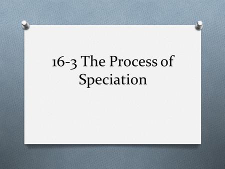 16-3 The Process of Speciation