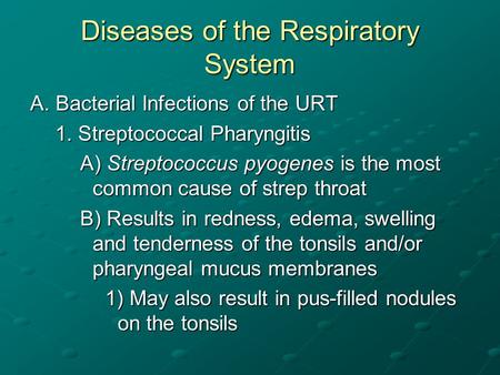 Diseases of the Respiratory System