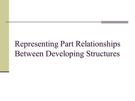 Representing Part Relationships Between Developing Structures.