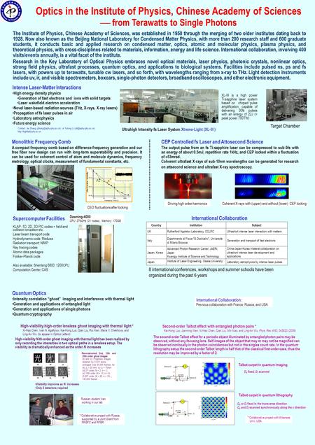 Supercomputer Facilities KLAP -1D, 2D, 3D PIC codes + field and collision ionization etc. Laser beam transport code Hydrodynamic code: Medusa Radiation.