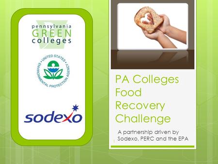 PA Colleges Food Recovery Challenge A partnership driven by Sodexo, PERC and the EPA 1.