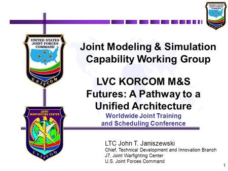 Joint Modeling & Simulation Capability Working Group