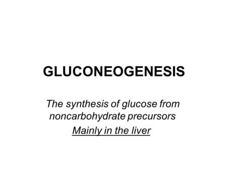 The synthesis of glucose from noncarbohydrate precursors