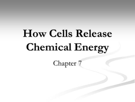 How Cells Release Chemical Energy