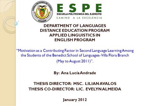 THESIS DIRECTOR: MSC. LILIAN AVALOS