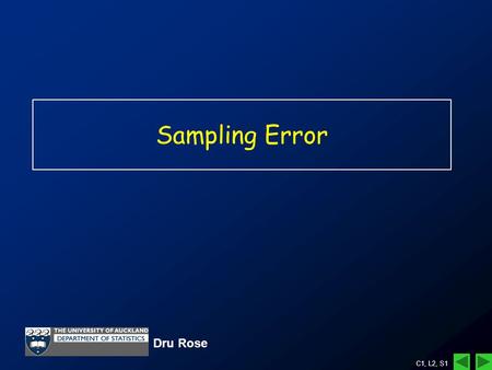 C1, L2, S1 Sampling Error Dru Rose. C1, L2, S2 I wonder what percentage of all 600 Kare Kare College students travel to school by car ? Population 600.
