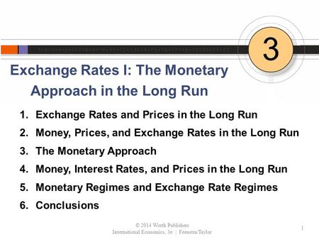 Exchange Rates I: The Monetary Approach in the Long Run