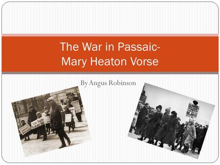 By Angus Robinson The War in Passaic- Mary Heaton Vorse.