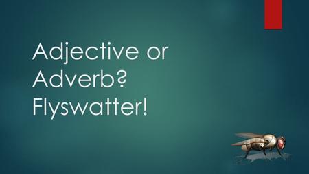 Adjective or Adverb? Flyswatter!.  EXAMPLE QUESTION 1.