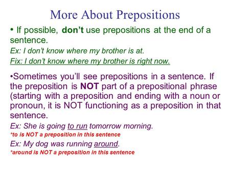 More About Prepositions