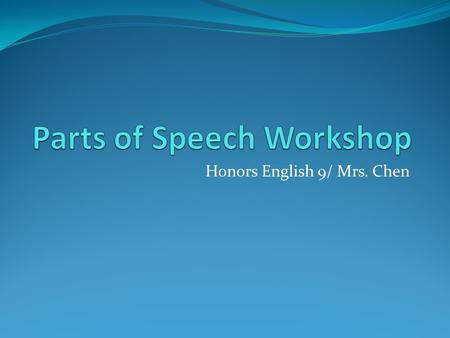 Parts of Speech Workshop