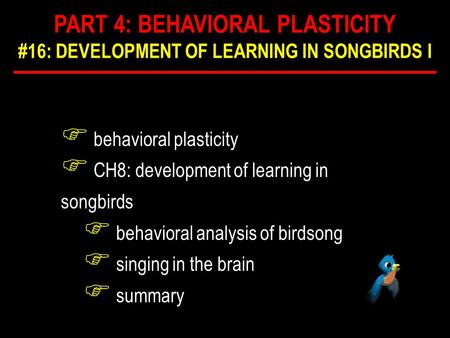 PART 4: BEHAVIORAL PLASTICITY