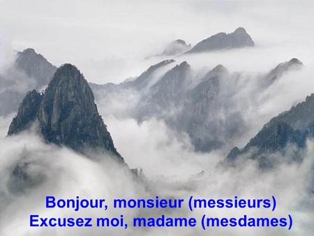 Bonjour, monsieur (messieurs) Excusez moi, madame (mesdames)