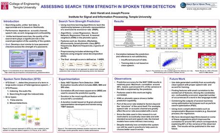 ASSESSING SEARCH TERM STRENGTH IN SPOKEN TERM DETECTION Amir Harati and Joseph Picone Institute for Signal and Information Processing, Temple University.