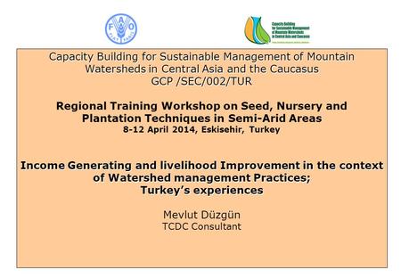 Regional Training Workshop on Seed, Nursery and