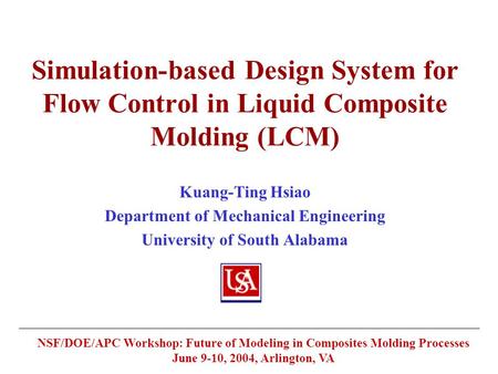 Department of Mechanical Engineering University of South Alabama