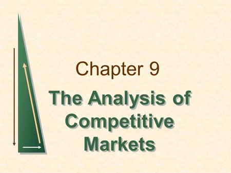 The Analysis of Competitive Markets