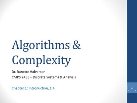 Algorithms & Complexity