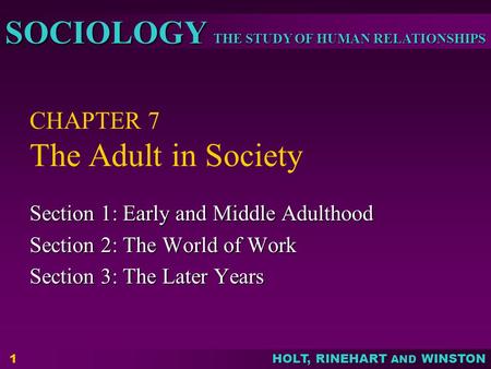 CHAPTER 7 The Adult in Society