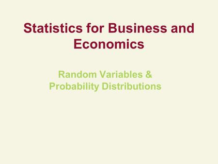 Statistics for Business and Economics