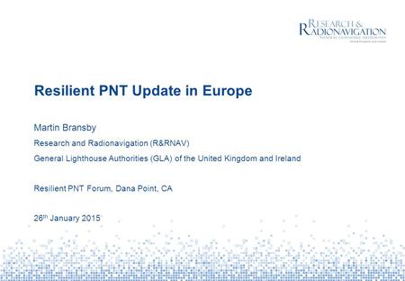 Resilient PNT Update in Europe