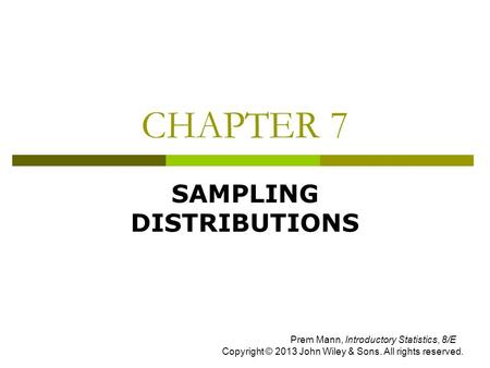 SAMPLING DISTRIBUTIONS