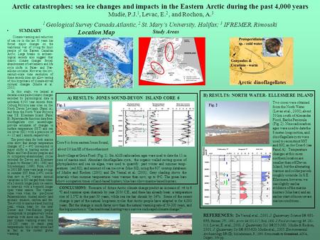 Arctic catastrophes: sea ice changes and impacts in the Eastern Arctic during the past 4,000 years Mudie, P.J. 1, Levac, E. 2, and Rochon, A. 3 1 Geological.