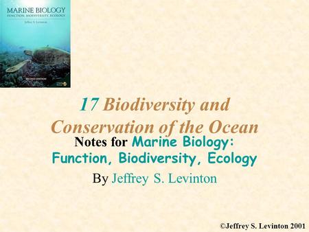 17 Biodiversity and Conservation of the Ocean Notes for Marine Biology: Function, Biodiversity, Ecology By Jeffrey S. Levinton ©Jeffrey S. Levinton 2001.