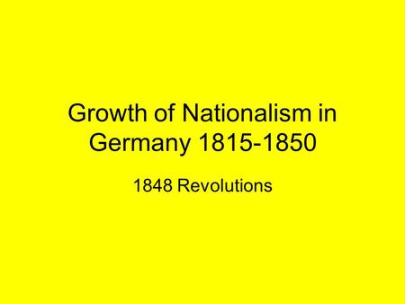 Growth of Nationalism in Germany