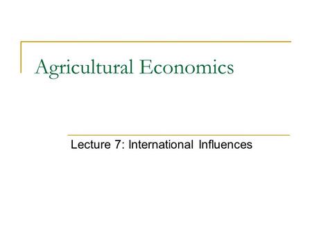 Agricultural Economics