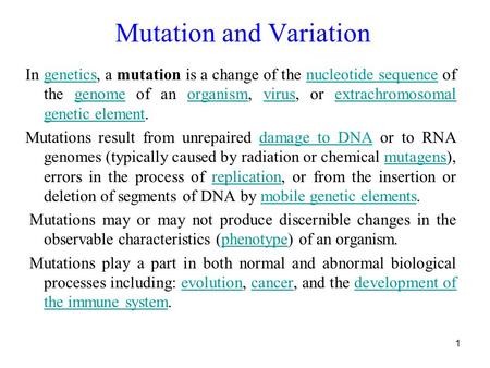 Mutation and Variation