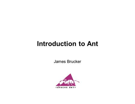 Introduction to Ant James Brucker. What is Ant?  Ant is a build tool -- it builds software according to a set of rules.  Ant can determine which products.