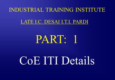 INDUSTRIAL TRAINING INSTITUTE