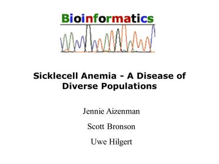 Sicklecell Anemia - A Disease of Diverse Populations Jennie Aizenman Scott Bronson Uwe Hilgert.