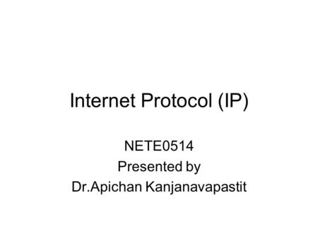 Internet Protocol (IP)