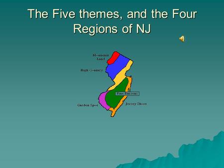 The Five themes, and the Four Regions of NJ