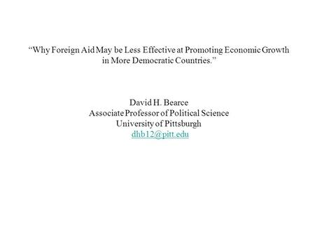 Associate Professor of Political Science University of Pittsburgh