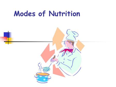 Modes of Nutrition. Nutrition Processes by which organisms obtain and use the nutrients required for maintaining life.