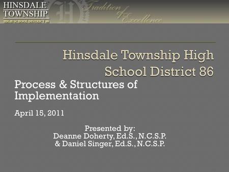 Process & Structures of Implementation April 15, 2011 Presented by: Deanne Doherty, Ed.S., N.C.S.P. & Daniel Singer, Ed.S., N.C.S.P.