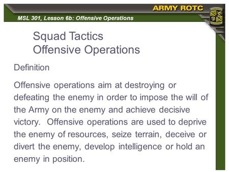 Squad Tactics Offensive Operations