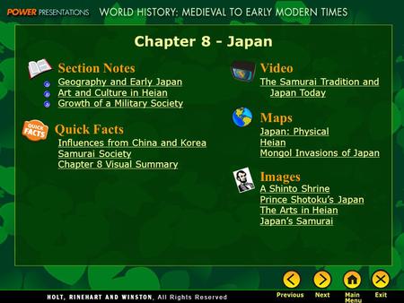 Chapter 8 - Japan Section Notes Video Maps Quick Facts Images