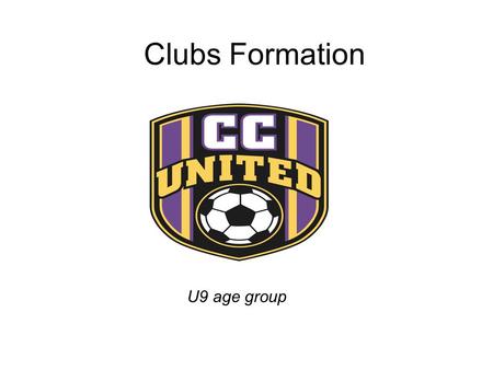 Clubs Formation U9 age group. S WW CD GK Formation 1-1-1-1 +2 Wide CM.