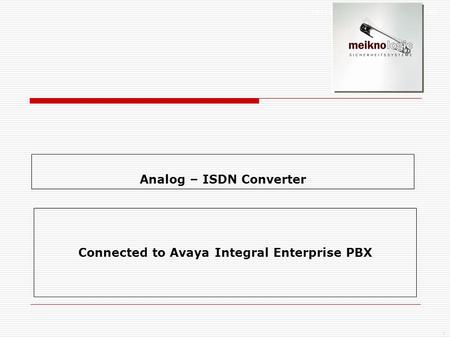 1 Analog – ISDN Converter Connected to Avaya Integral Enterprise PBX.