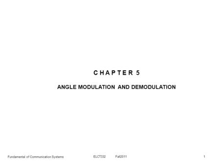 ANGLE MODULATION AND DEMODULATION