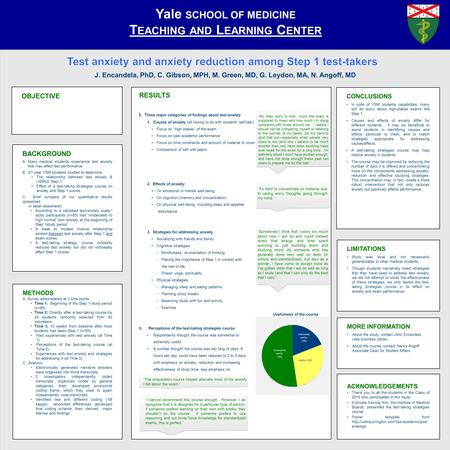 OBJECTIVE METHODS A. Survey administered at 3 time points: Time 1: Beginning of the Step 1 study period (n=85). Time 2: Directly after a test-taking course.