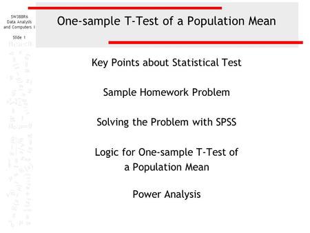 One-sample T-Test of a Population Mean