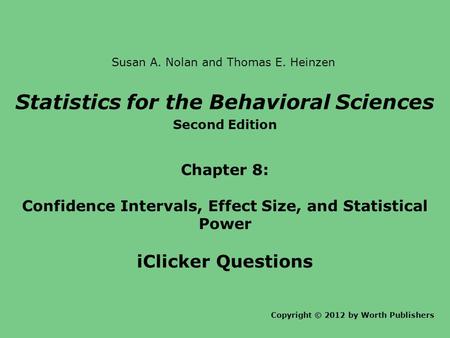 Statistics for the Behavioral Sciences