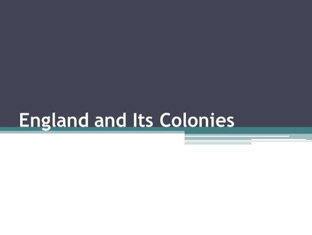 England and Its Colonies